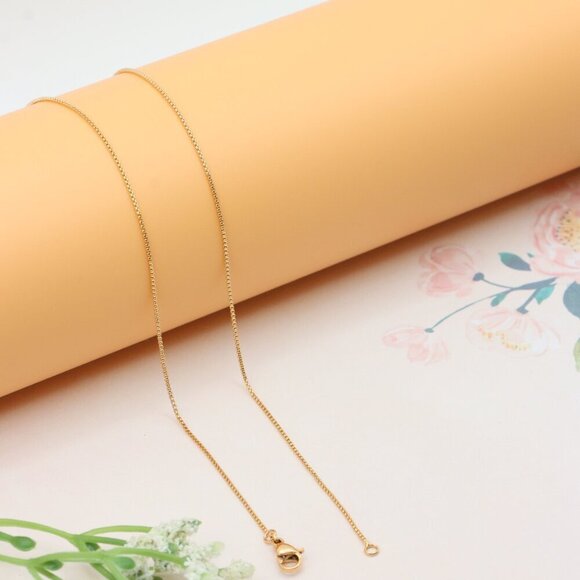 Elegant Rose Gold Plated Brass Necklace Box Chain Design, XPNL0279 - Picture 10 of 12